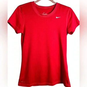 Nike Dri-Fit short sleeve crewneck activewear tshirt, red, Small, loose fit, Gym